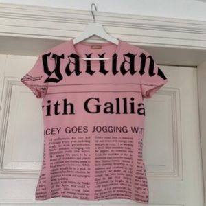 RARE John Galliano Pink Newspaper Top